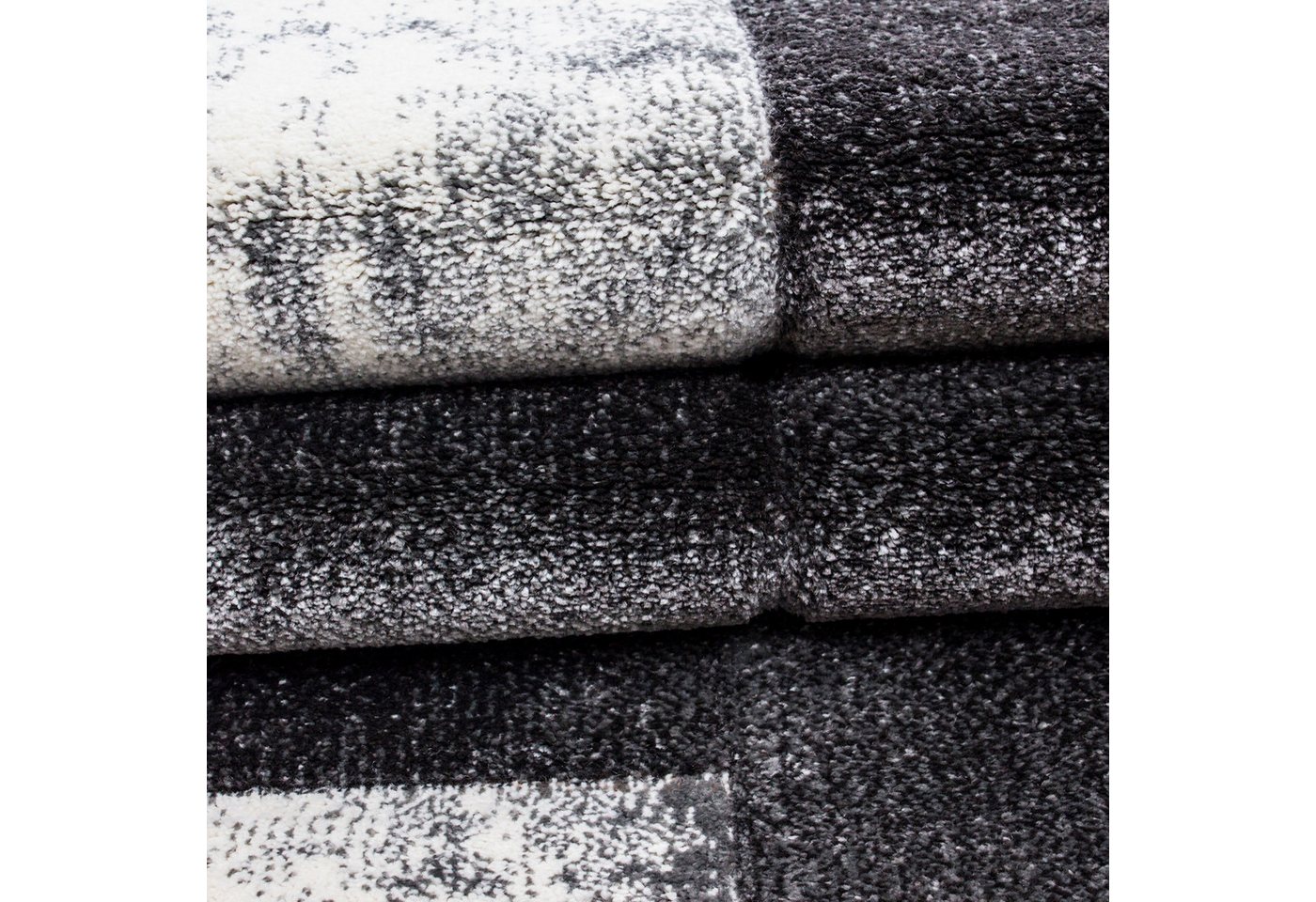 Carpettex Frisé-Teppich Kariert Design, Läufer, Höhe: 13 mm, Designer Wohnzimmer Teppich Kurzflor Konturenschnitt Kariert Design – Bild 4 von 4