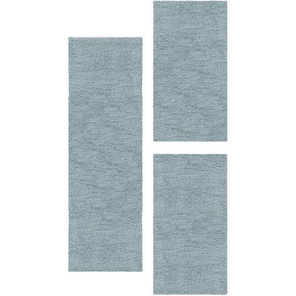 Carpettex Hochflor-Bettumrandung Unicolor - Einfarbig, Höhe 50 mm, (Bett-Set, 3-tlg., Bettvorlage), Schlafzimmer Teppich Bettumrandung Läufer Set 3 teilig