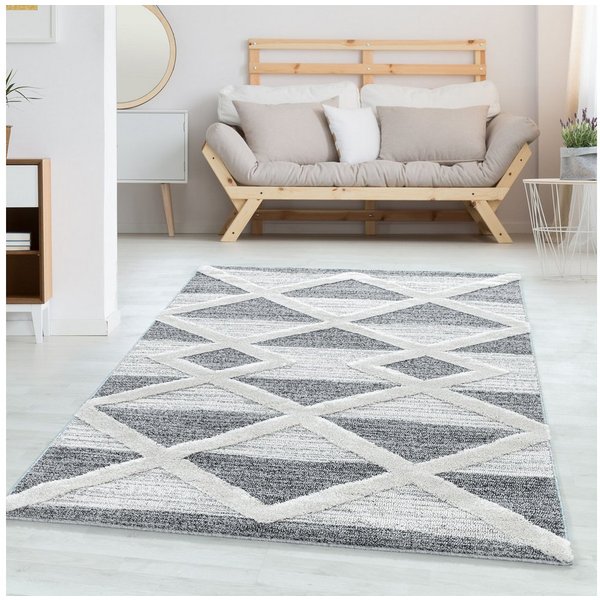 Carpettex Hochflor-Teppich Geometrisch Design, Läufer, Höhe: 20 mm, Teppich Wohnzimmer Geometrisch Design 3D Optik Skandinavische Stil