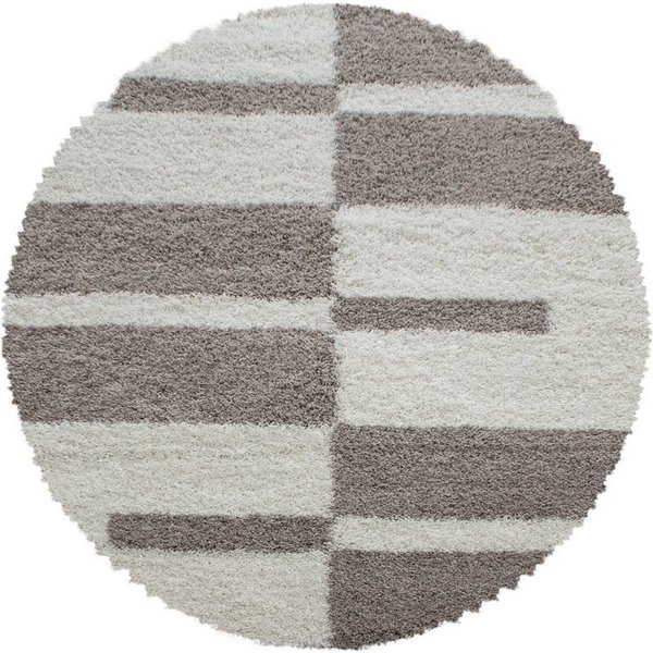 Carpettex Hochflor-Teppich Kariert Design, Rund, Höhe: 30 mm, Teppich Kariert Design Teppich im modern Stil Teppich Wohnzimmer