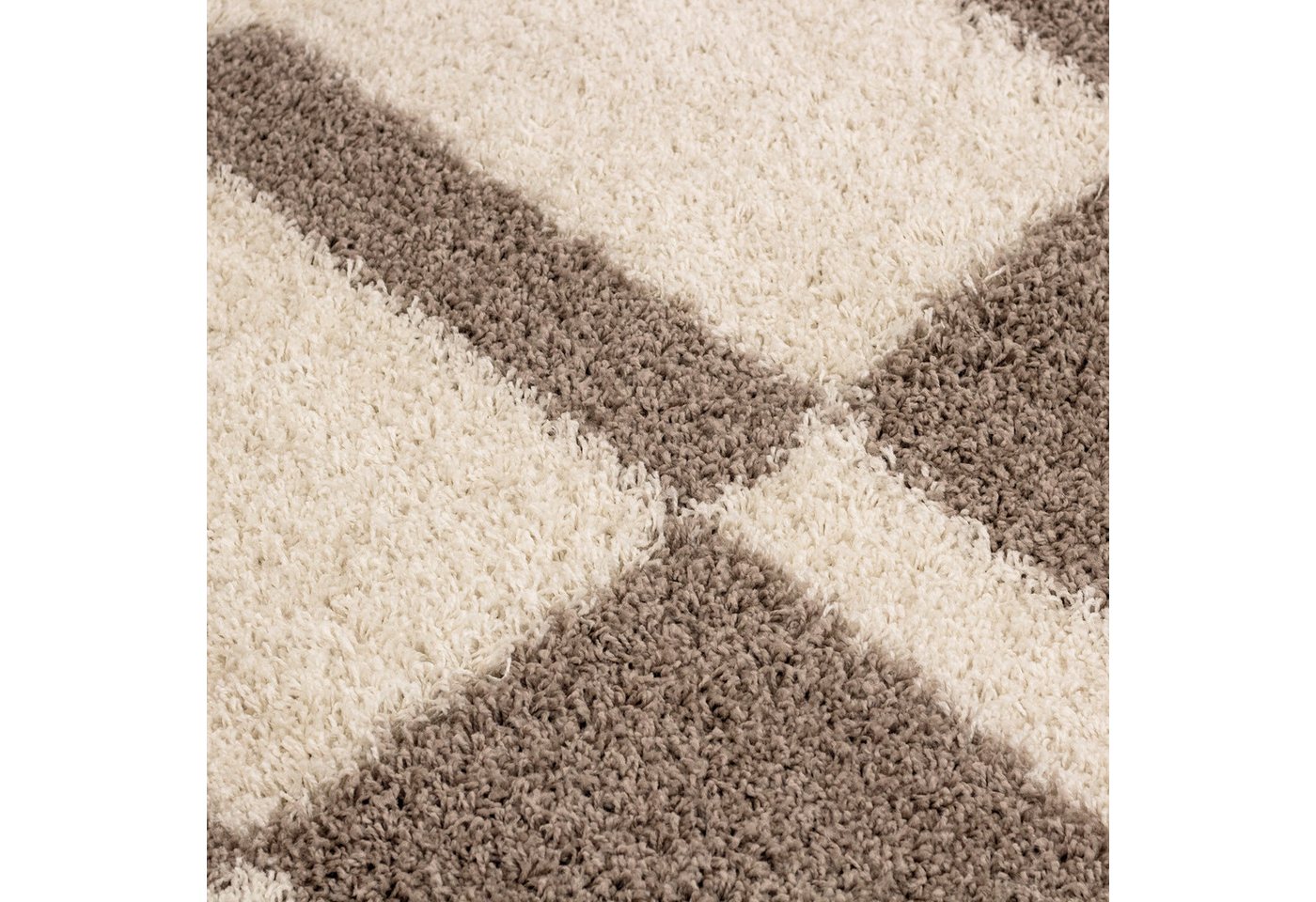 Carpettex Hochflor-Teppich Kariert Design, Rund, Höhe: 30 mm, Teppich Kariert Design Teppich im modern Stil Teppich Wohnzimmer – Bild 4 von 4
