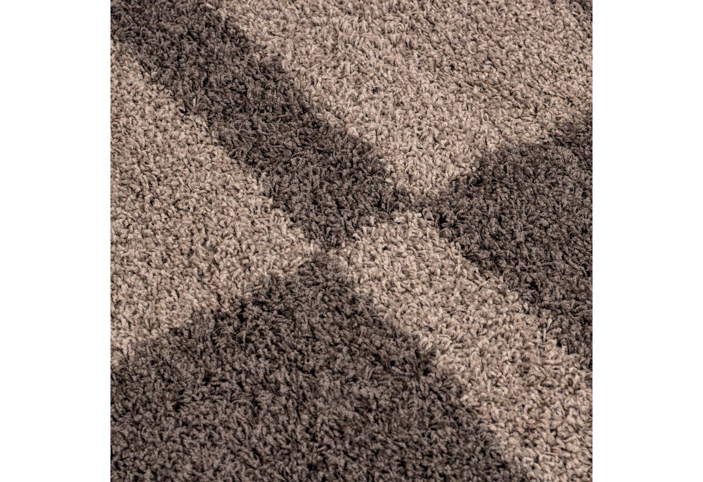 Carpettex Hochflor-Teppich Kariert Design, Rund, Höhe: 30 mm, Teppich Kariert Design Teppich im modern Stil Teppich Wohnzimmer – Bild 4 von 4