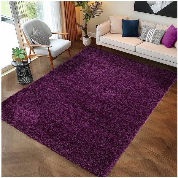 Carpettex Hochflor-Teppich Unicolor - Einfarbig, Läufer, Höhe: 30 mm, Einfarbig Shaggy Teppich Wohnzimmer Langflor versch. farben und größen