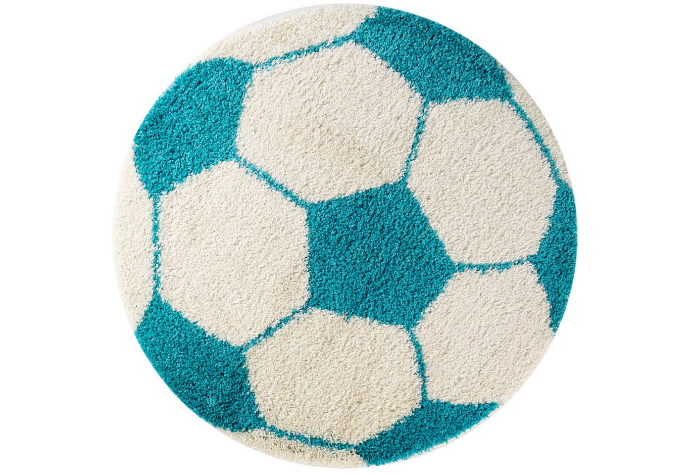 Carpettex Kinderteppich Fußball-Design, Rund, Höhe: 30 mm, Kinder Teppich Fußball-Form Kinderzimmer versch.farben und größen – Bild 2 von 5