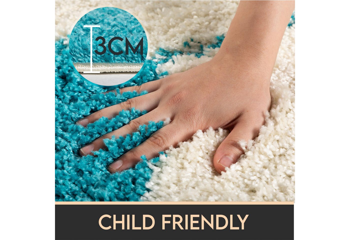 Carpettex Kinderteppich Fußball-Design, Rund, Höhe: 30 mm, Kinder Teppich Fußball-Form Kinderzimmer versch.farben und größen – Bild 4 von 5