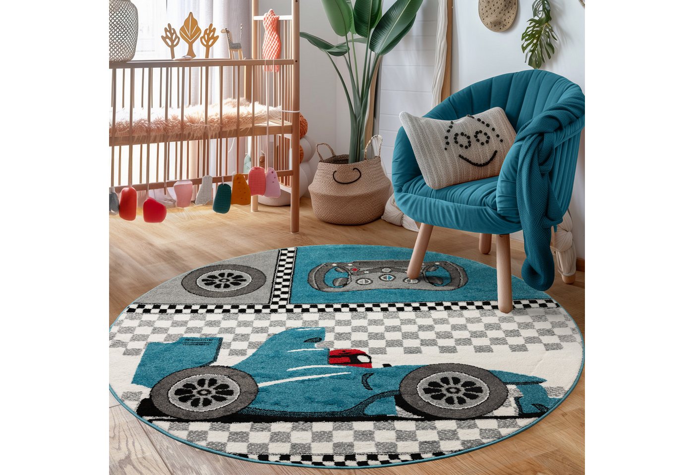 Carpettex Kinderteppich Rennwagen, Läufer, Höhe: 11 mm, Kinderteppich Rennwagen Teppich Baby Teppich Kinderzimmer Pflegeleicht – Bild 2 von 5