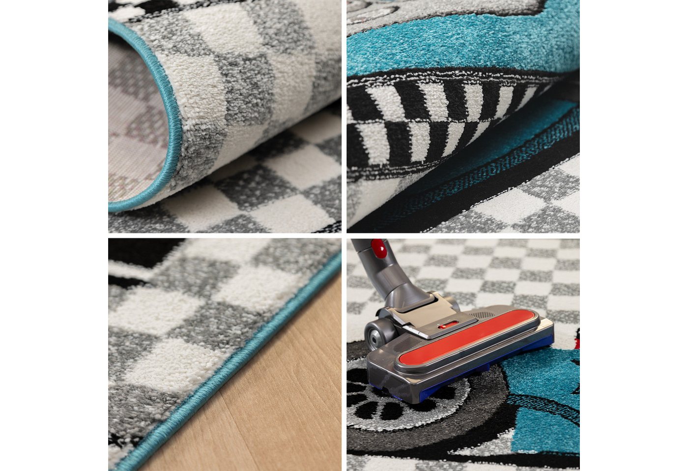 Carpettex Kinderteppich Rennwagen, Läufer, Höhe: 11 mm, Kinderteppich Rennwagen Teppich Baby Teppich Kinderzimmer Pflegeleicht – Bild 3 von 5