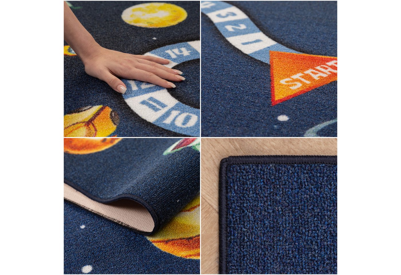Carpettex Kinderteppich Weltraum Design, Rechteckig, Höhe: 7 mm, Teppich Kinderzimmer MarineWeltraum Design Rutschfest Waschbar – Bild 2 von 5