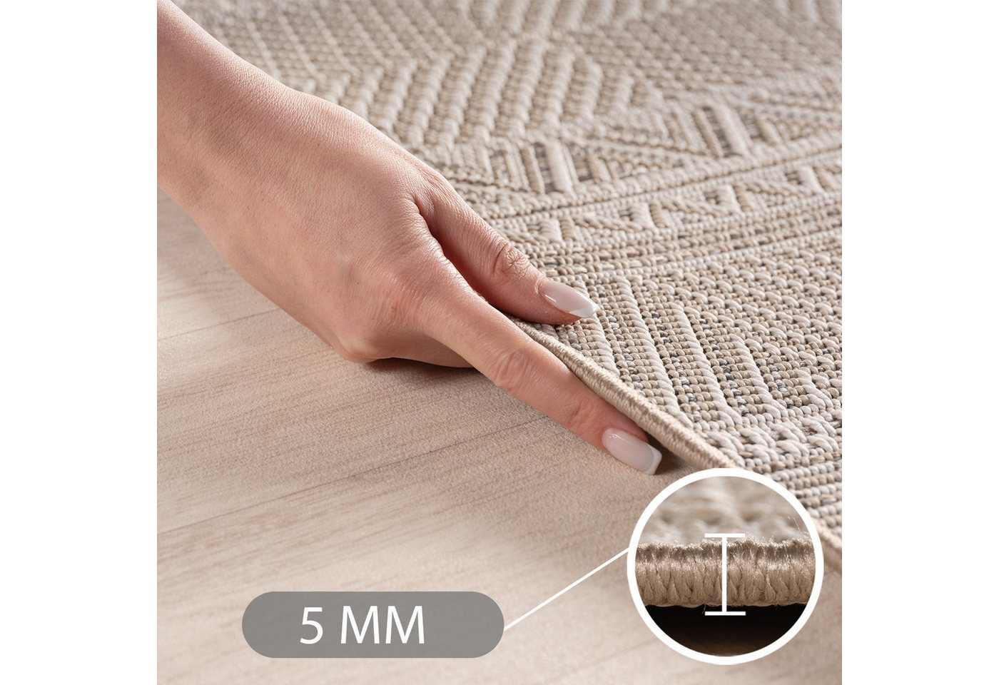 Carpettex Outdoorteppich Boho Design, Läufer, Höhe: 5 mm, Outdoor Teppich Wetterfest Modern Design Wohnzimmer Küchen Terrasse – Bild 3 von 5