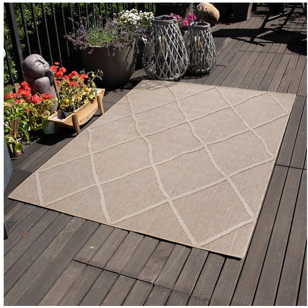 Carpettex Outdoorteppich Boho-Design, Läufer, Höhe: 8 mm, In& Outdoor Teppich Beige Boho Design für Küchen Balkon Terrasse
