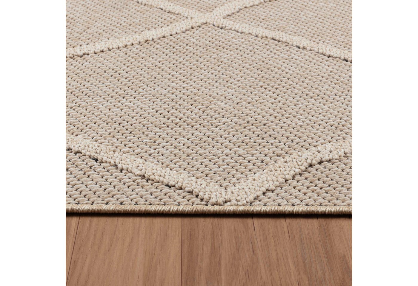 Carpettex Outdoorteppich Boho-Design, Läufer, Höhe: 8 mm, In& Outdoor Teppich Beige Boho Design für Küchen Balkon Terrasse – Bild 3 von 5