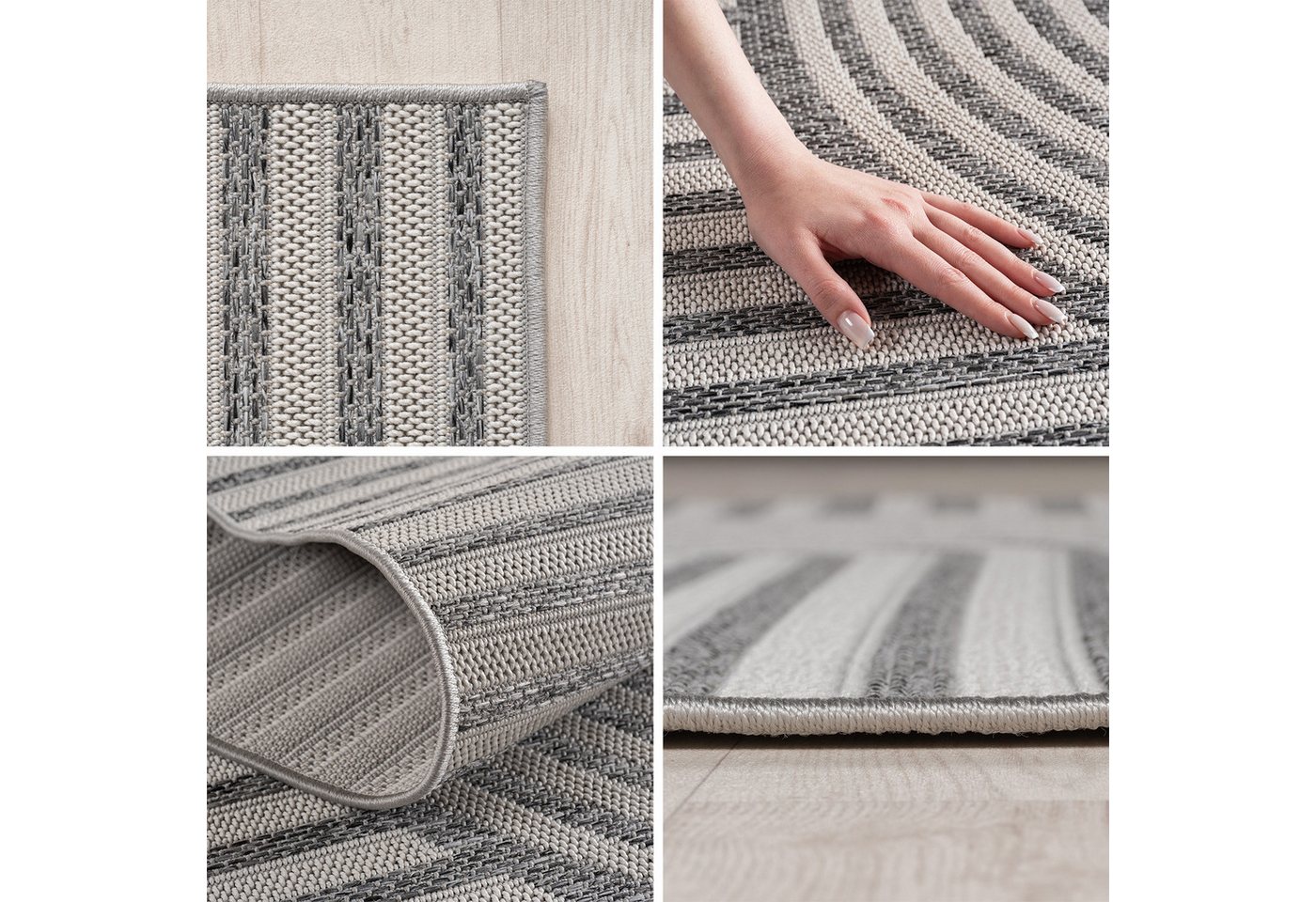 Carpettex Outdoorteppich Boho Flachgewebter Teppich, Rund, Höhe: 5 mm, Outdoor Teppich Wetterfest Modern Design Wohnzimmer Küchen Terrasse – Bild 3 von 5