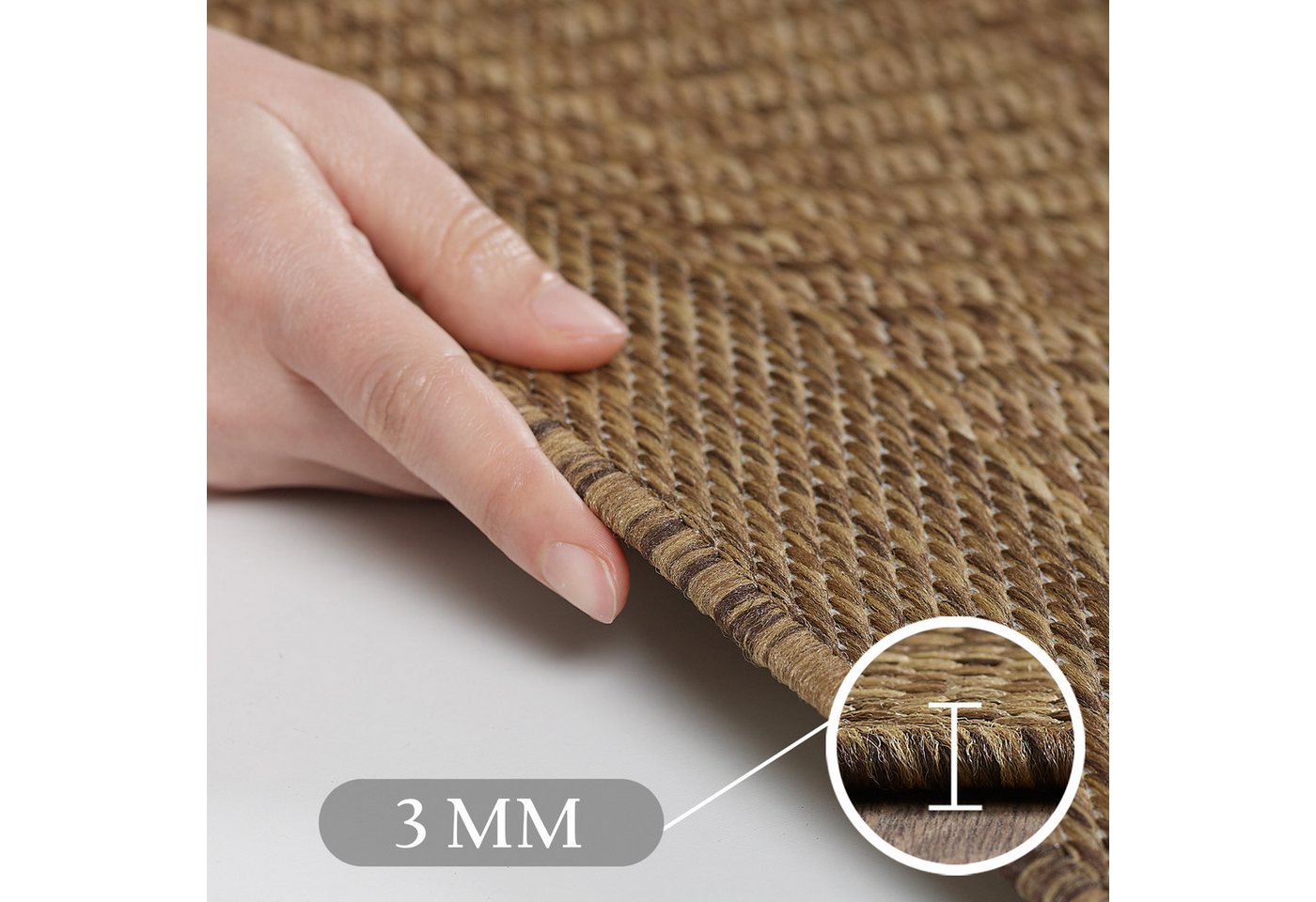 Carpettex Outdoorteppich Unicolor, Rechteck, Höhe: 3 mm, Teppich Wetterfest Waschbar Balkon, Garten, Terrasse und Küchenteppich – Bild 3 von 5