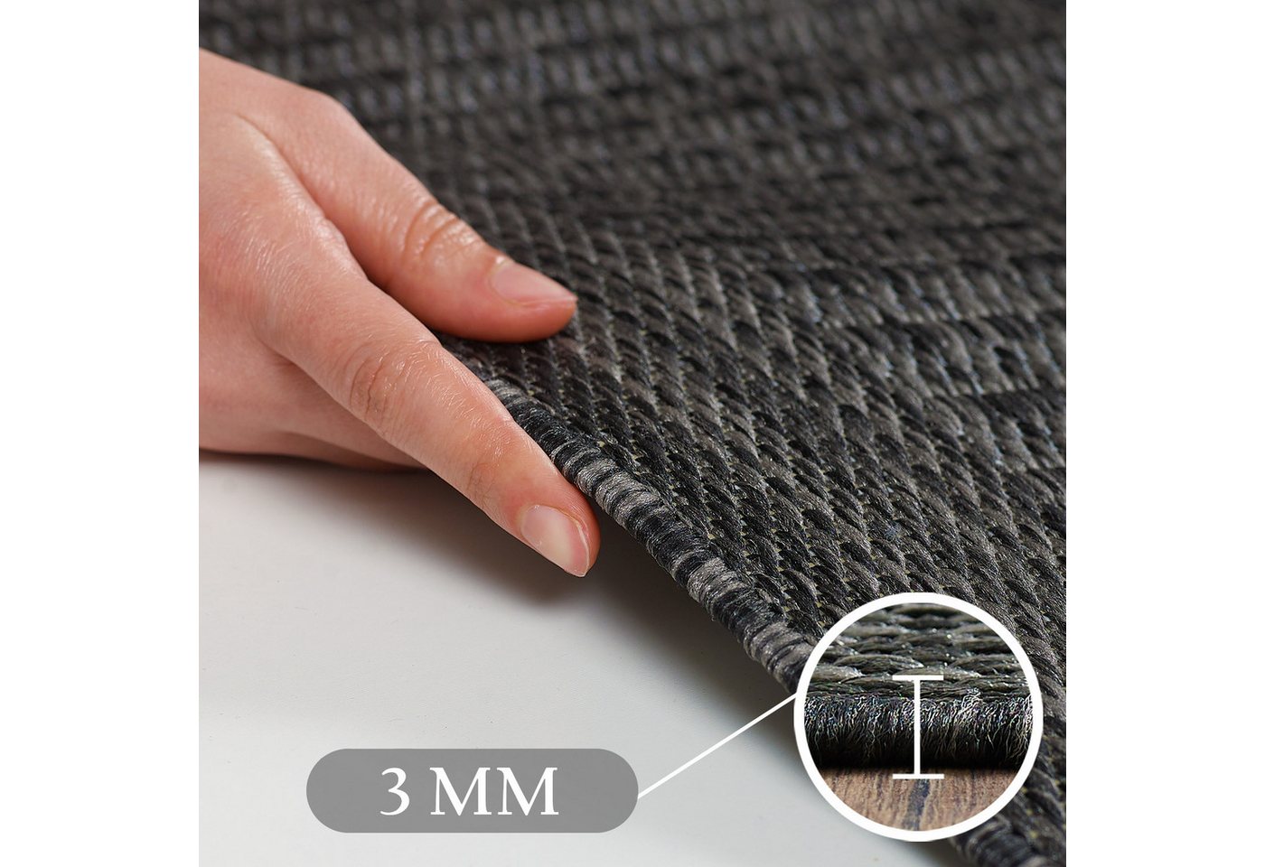 Carpettex Outdoorteppich Unicolor, Rechteck, Höhe: 3 mm, Teppich Wetterfest Waschbar Balkon, Garten, Terrasse und Küchenteppich – Bild 3 von 5