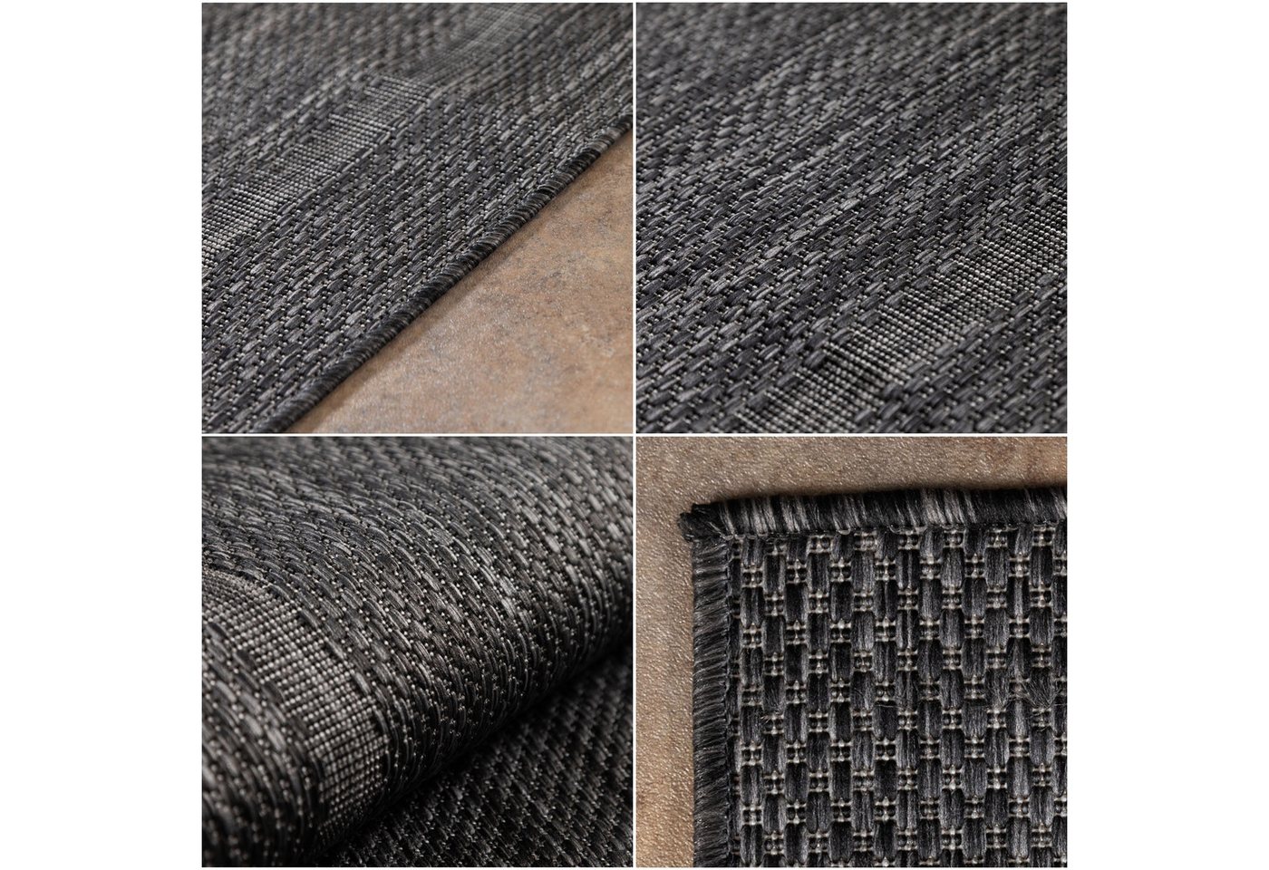 Carpettex Outdoorteppich Unicolor - Einfarbig, Läufer, Höhe: 5 mm, Teppich Wetterfest Balkon Küchenteppich Flachgewebe Sisaloptik – Bild 4 von 5