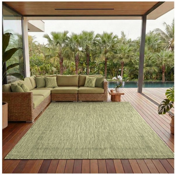Carpettex Outdoorteppich Unicolor - Einfarbig, Läufer, Höhe: 5 mm, Teppich Wetterfest Balkon Küchenteppich Flachgewebe Sisaloptik