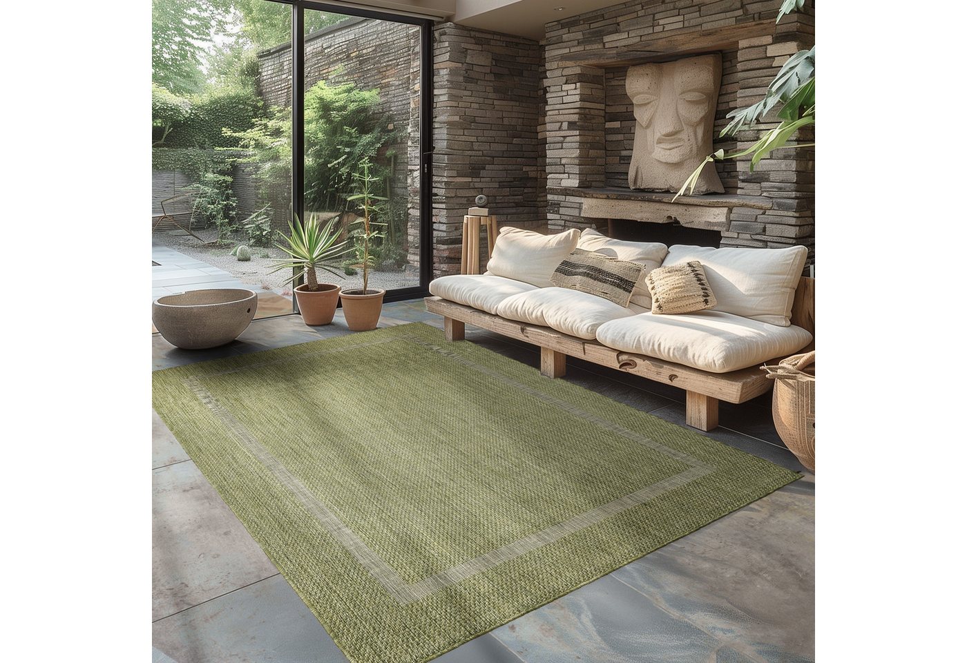 Carpettex Outdoorteppich Unicolor - Einfarbig, Läufer, Höhe: 5 mm, Teppich Wetterfest Balkon Küchenteppich Flachgewebe Sisaloptik – Bild 2 von 5
