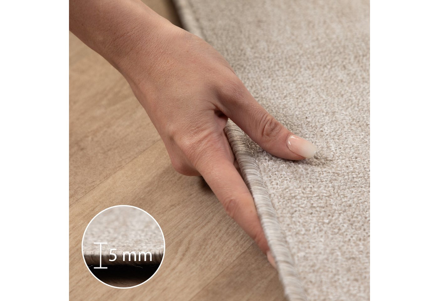 Carpettex Schlingenteppich Unicolor - Einfarbig, Läufer, Höhe: 7 mm, Kurzflor Schlingen Teppich Wohnzimmer Einfarbig Modern – Bild 3 von 5