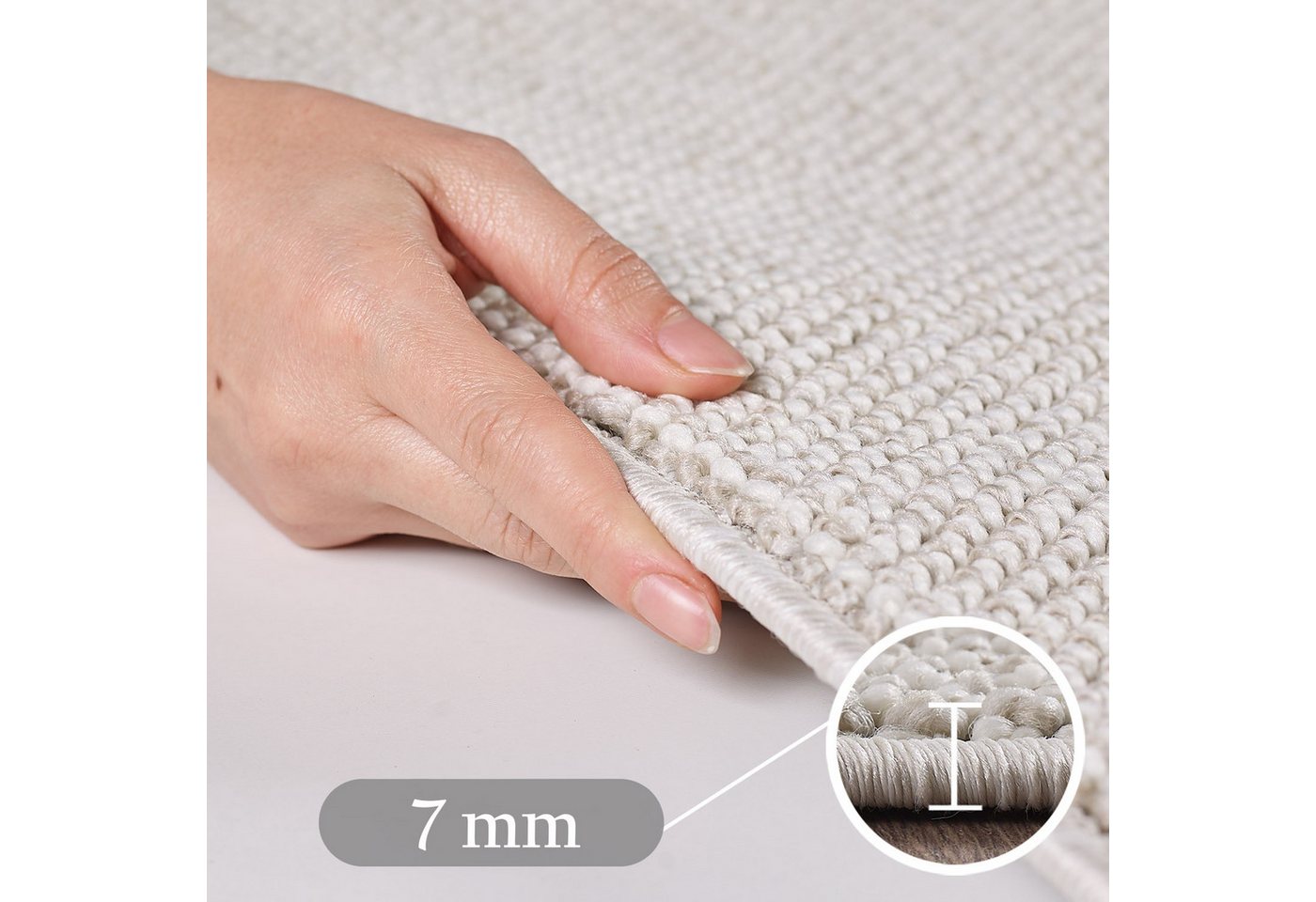 Carpettex Schlingenteppich Unicolor, Rechteckig, Höhe: 7 mm, Schlingenteppich Schlafzimmer Einfarbig Meliert Design – Bild 3 von 5