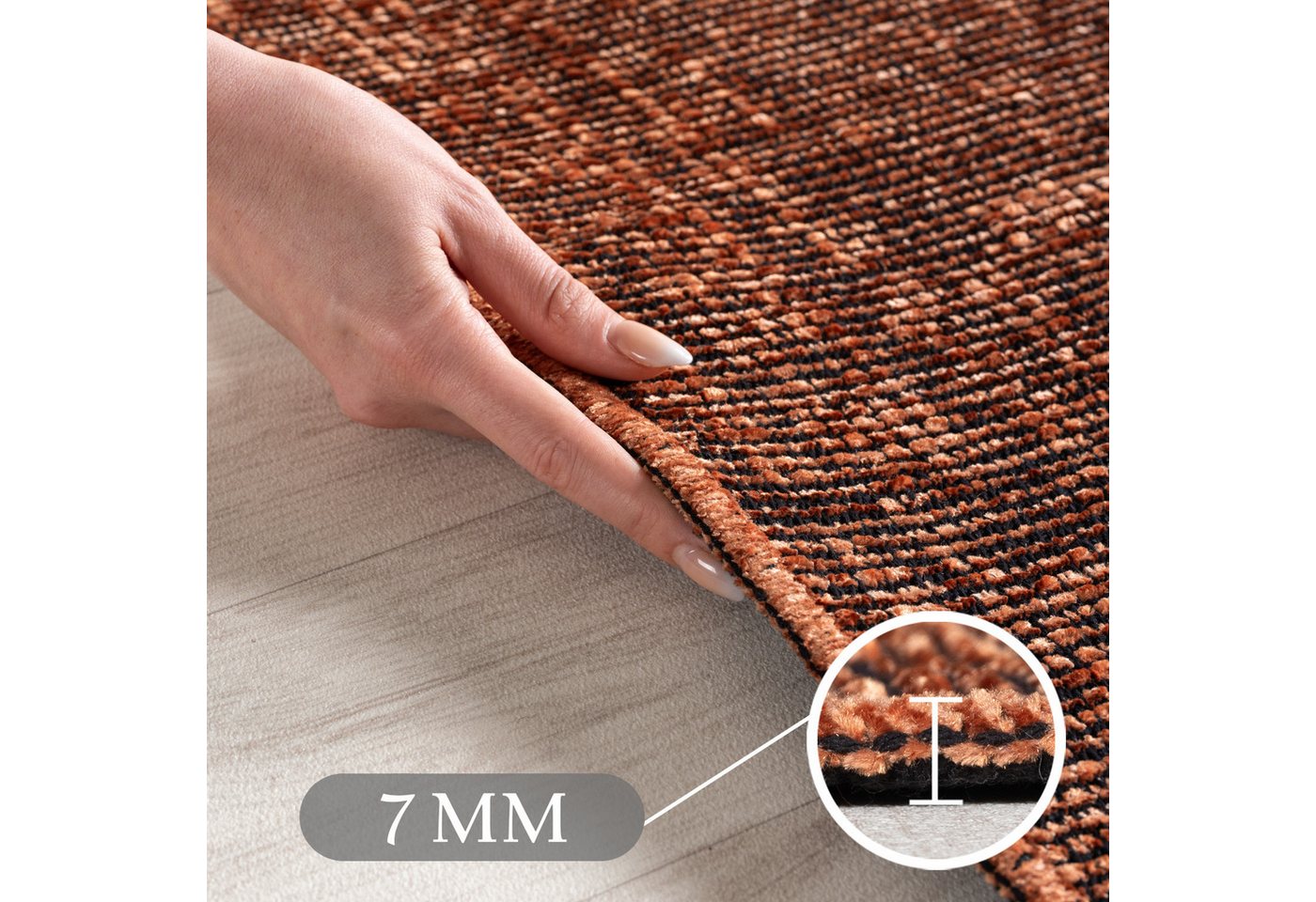 Carpettex Veloursteppich Boho Design, Läufer, Höhe: 7 mm, Baumwolle, Waschbarer Teppich, Boho-Stil, Wohnzimmer, Schlafzimmer – Bild 3 von 5