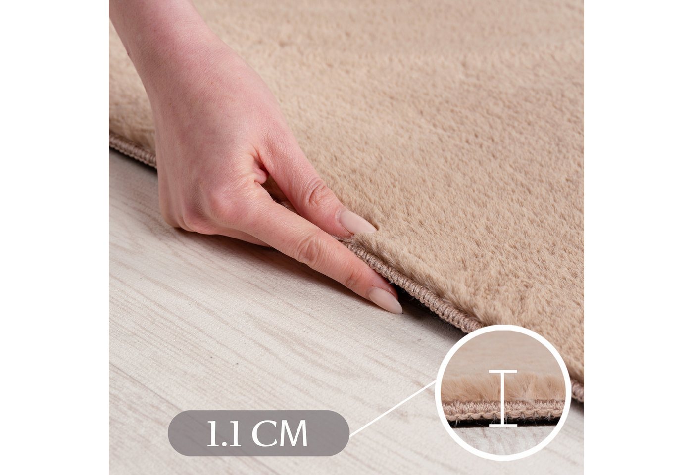 Carpettex Veloursteppich Unicolor - Einfarbig, Läufer, Höhe: 11 mm, Perfekt geeignet für Wohnzimmer, Schlafzimmer,Küche,Kinderzimmer – Bild 5 von 5