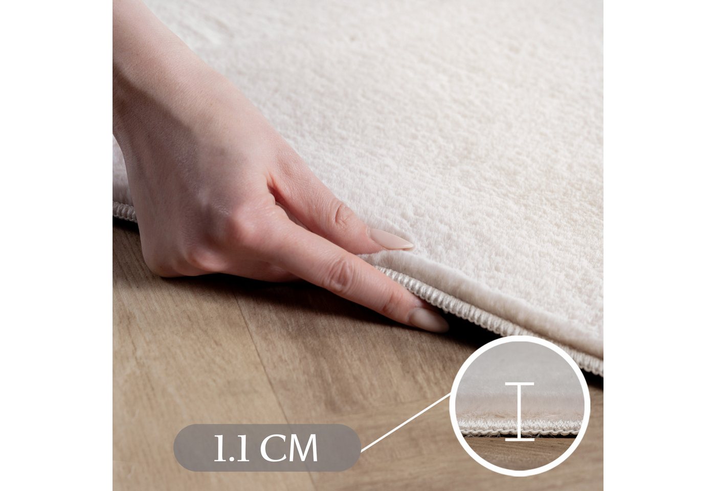 Carpettex Veloursteppich Unicolor - Einfarbig, Läufer, Höhe: 11 mm, Perfekt geeignet für Wohnzimmer, Schlafzimmer,Küche,Kinderzimmer – Bild 5 von 5
