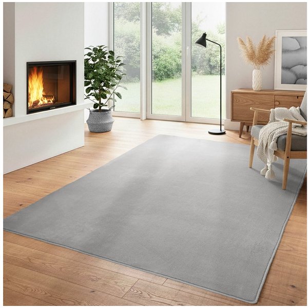 Carpettex Veloursteppich Unicolor - Einfarbig, Läufer, Höhe: 7 mm, Kurzflor Rund Teppich Anti-Rutsch Rückseite Waschbar Flauschiger