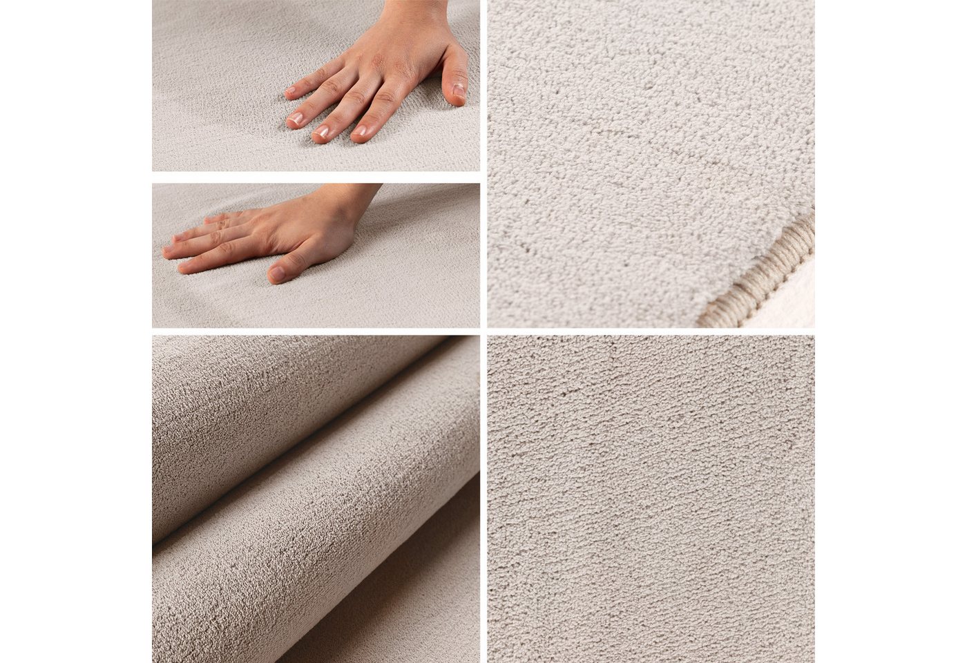 Carpettex Veloursteppich Unicolor - Einfarbig, Läufer, Höhe: 7 mm, Kurzflor Rund Teppich Anti-Rutsch Rückseite Waschbar Flauschiger – Bild 2 von 5