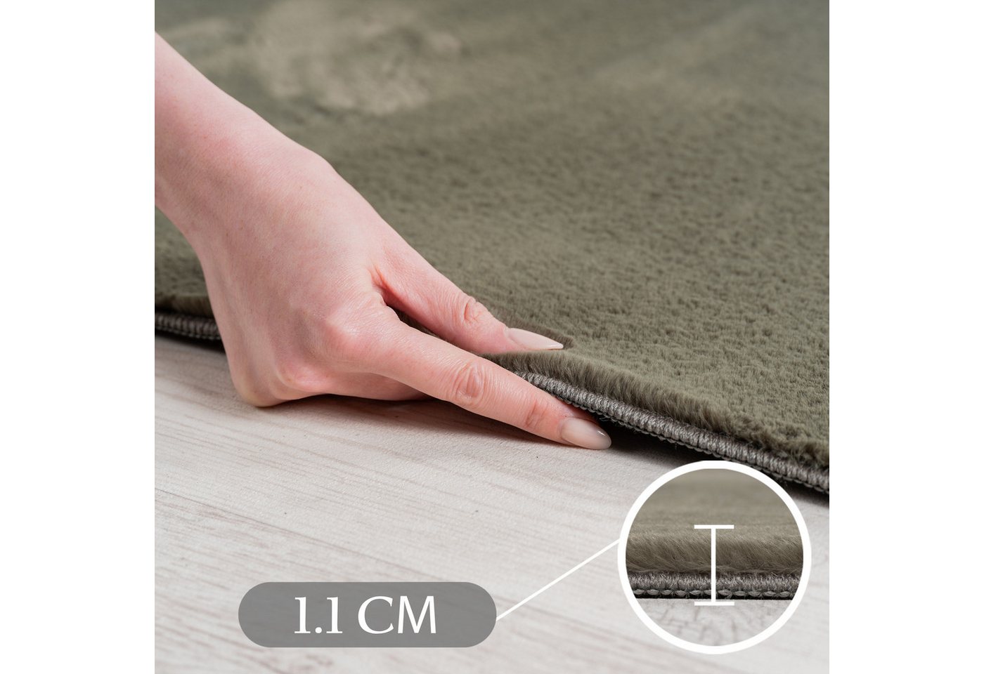 Carpettex Veloursteppich Unicolor - Einfarbig, Läufer, Höhe: 11 mm, Perfekt geeignet für Wohnzimmer, Schlafzimmer,Küche,Kinderzimmer – Bild 5 von 5