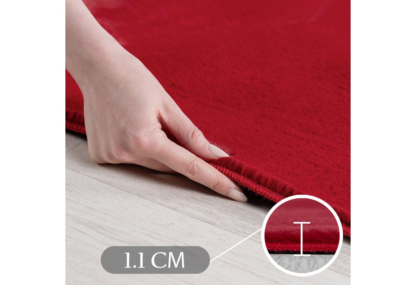 Carpettex Veloursteppich Unicolor - Einfarbig, Läufer, Höhe: 11 mm, Perfekt geeignet für Wohnzimmer, Schlafzimmer,Küche,Kinderzimmer – Bild 5 von 5