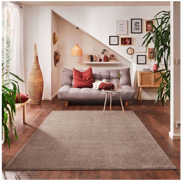 Carpettex Veloursteppich Unicolor - Einfarbig, Läufer, Höhe: 11 mm, Einfarbig Kurzflor Teppich Wohnzimmer verschiedene farben und größen