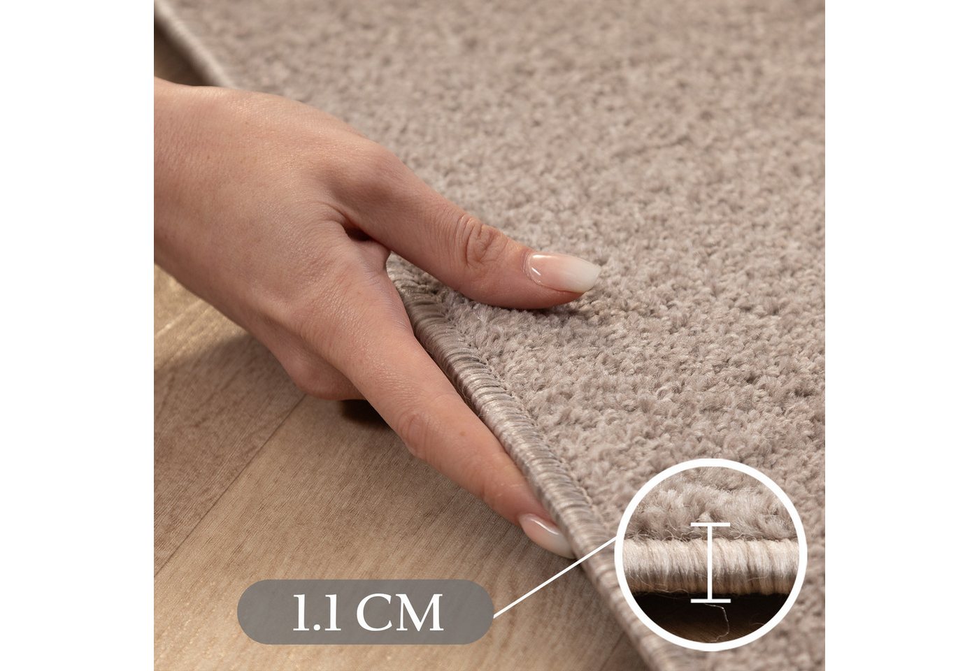 Carpettex Veloursteppich Unicolor - Einfarbig, Läufer, Höhe: 11 mm, Einfarbig Kurzflor Teppich Wohnzimmer verschiedene farben und größen – Bild 4 von 5