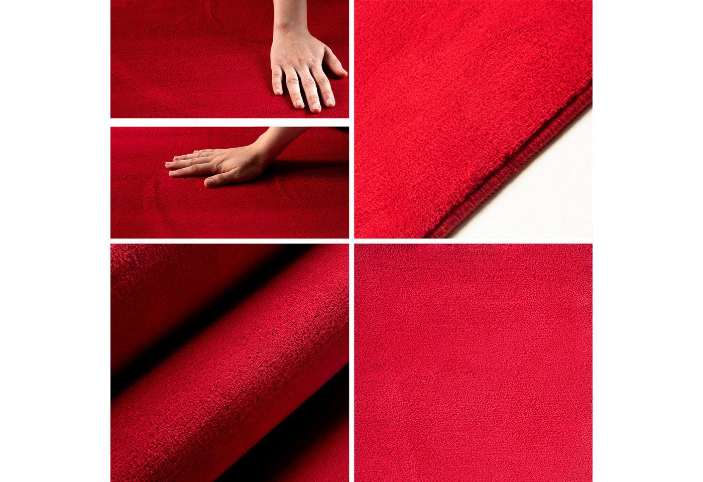 Carpettex Veloursteppich Unicolor - Einfarbig, Läufer, Höhe: 7 mm, Kurzflor Rund Teppich Anti-Rutsch Rückseite Waschbar Flauschiger – Bild 2 von 5