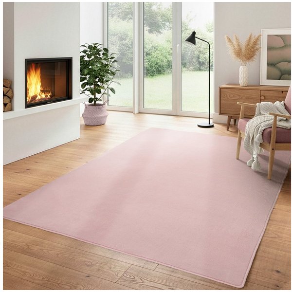 Carpettex Veloursteppich Unicolor - Einfarbig, Läufer, Höhe: 7 mm, Kurzflor Rund Teppich Anti-Rutsch Rückseite Waschbar Flauschiger