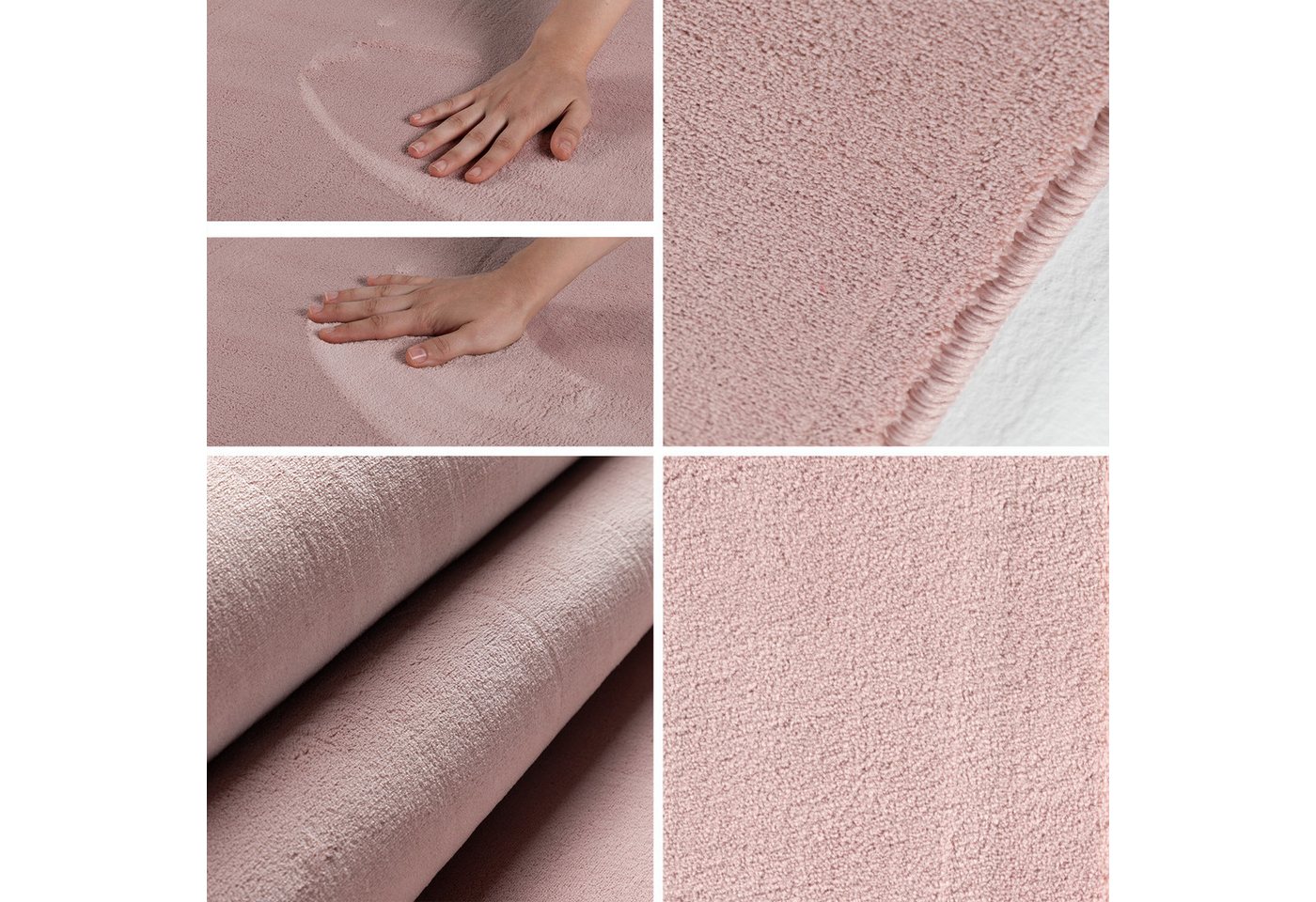 Carpettex Veloursteppich Unicolor - Einfarbig, Läufer, Höhe: 7 mm, Kurzflor Rund Teppich Anti-Rutsch Rückseite Waschbar Flauschiger – Bild 2 von 5