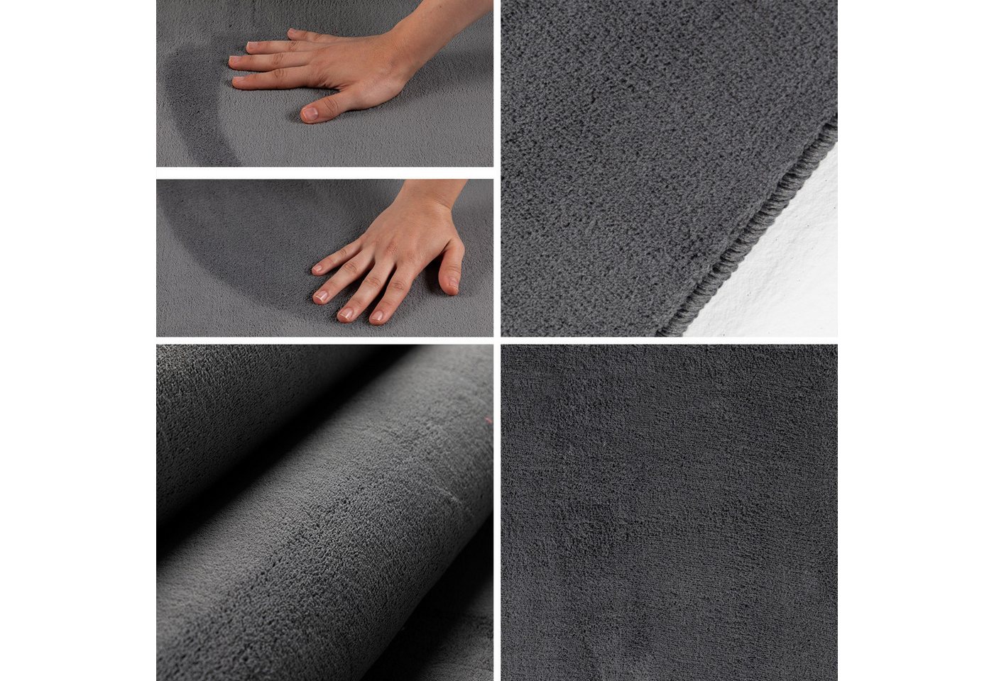 Carpettex Veloursteppich Unicolor - Einfarbig, Läufer, Höhe: 7 mm, Kurzflor Rund Teppich Anti-Rutsch Rückseite Waschbar Flauschiger – Bild 2 von 5