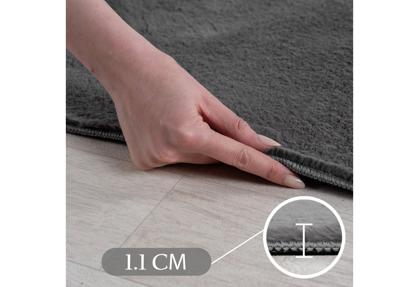 Carpettex Veloursteppich Unicolor - Einfarbig, Läufer, Höhe: 11 mm, Perfekt geeignet für Wohnzimmer, Schlafzimmer,Küche,Kinderzimmer – Bild 5 von 5
