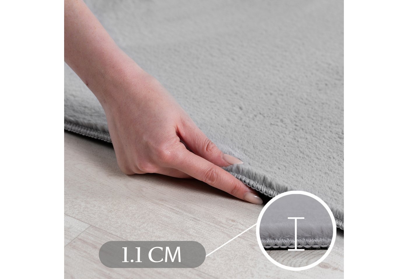 Carpettex Veloursteppich Unicolor - Einfarbig, Läufer, Höhe: 11 mm, Perfekt geeignet für Wohnzimmer, Schlafzimmer,Küche,Kinderzimmer – Bild 5 von 5