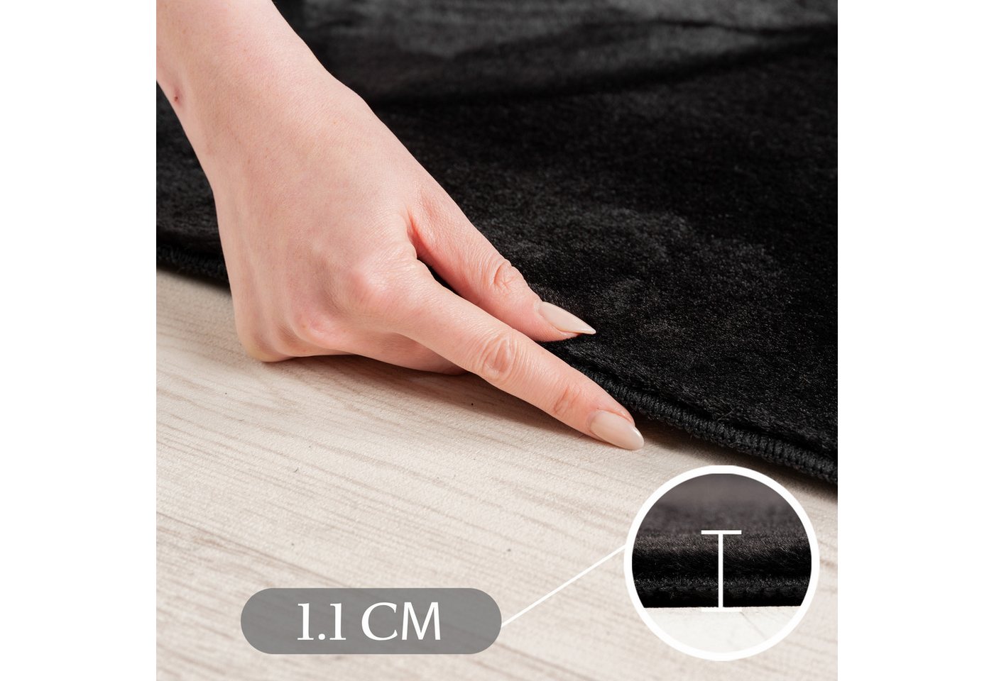 Carpettex Veloursteppich Unicolor - Einfarbig, Läufer, Höhe: 11 mm, Perfekt geeignet für Wohnzimmer, Schlafzimmer,Küche,Kinderzimmer – Bild 5 von 5