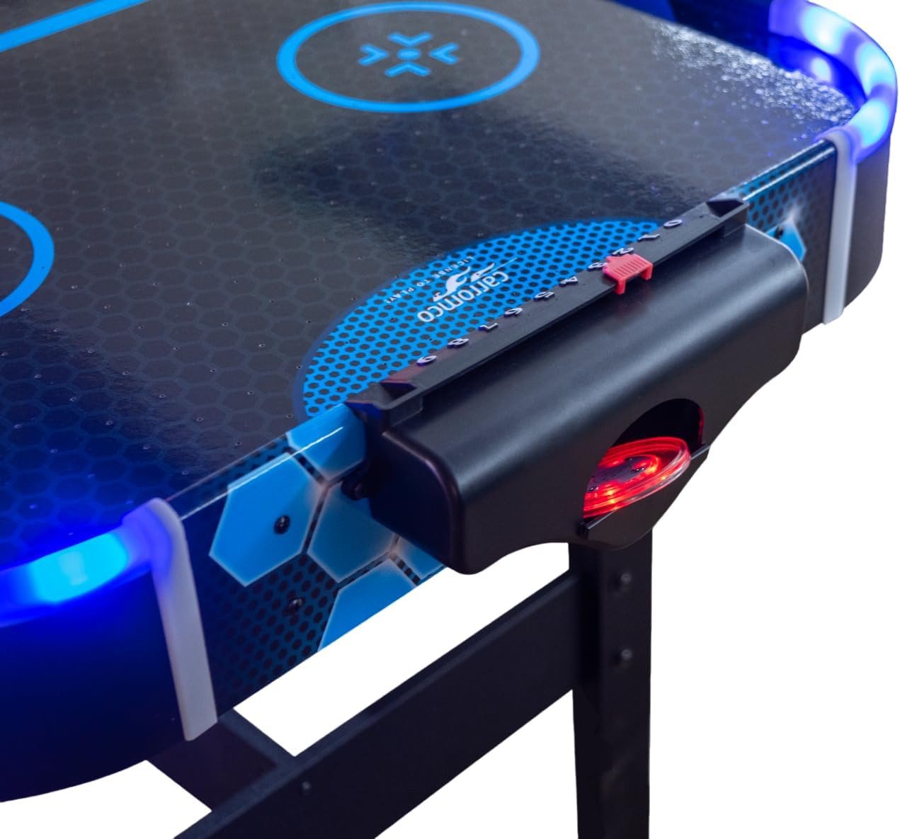 Carromco Air-Hockeytisch Fire vs. Ice, Airhockey Tisch mit LED-Pucks & LED-Pushern, Torzähler, für Kinder & Erwachsene – Bild 3 von 5