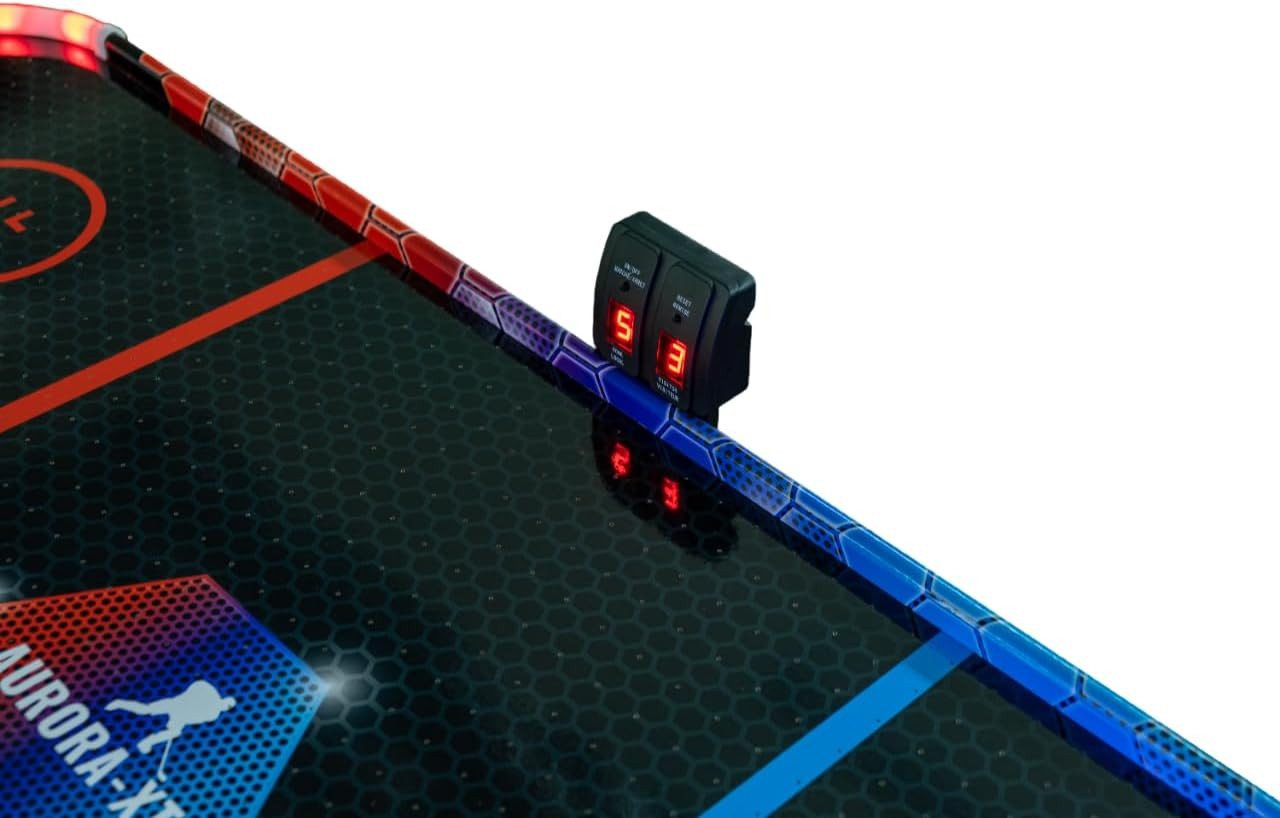 Carromco Air-Hockeytisch Fire vs. Ice, Airhockey Tisch mit LED-Pucks & LED-Pushern, Torzähler, für Kinder & Erwachsene – Bild 4 von 5