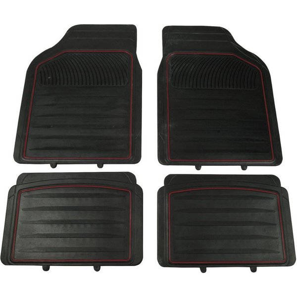 Cartrend Universal-Fußmatten Automatten Set Gummi 4-teilig Schwarz/Rot (4 St), für Universal Universell Universal, Universal Gummimatten Fußmatten Auto PKW KFZ 