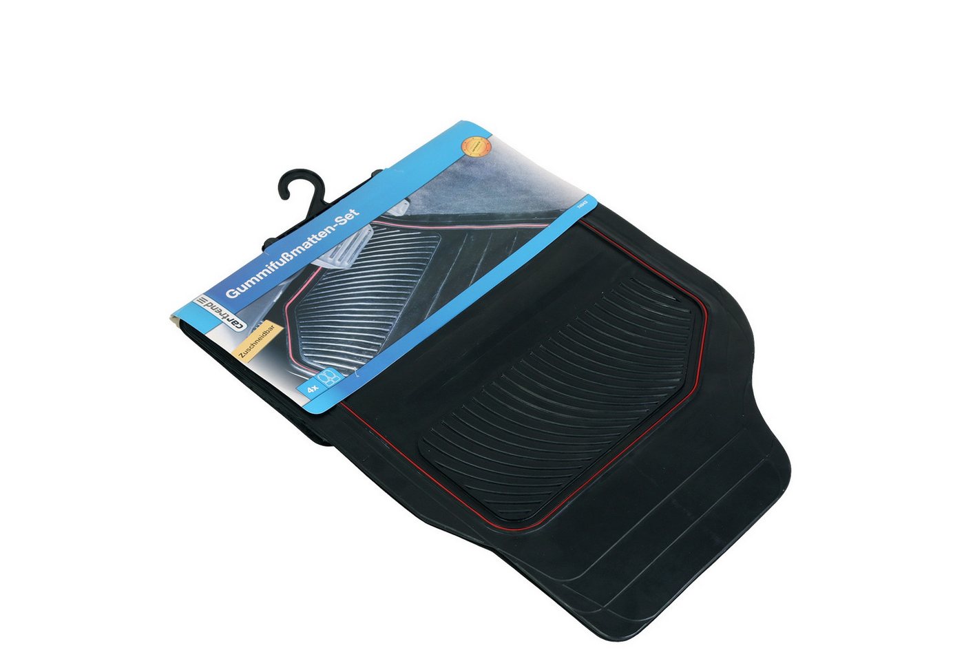 Cartrend Universal-Fußmatten Automatten Set Gummi 4-teilig Schwarz/Rot (4 St), für Universal Universell Universal, Universal Gummimatten Fußmatten Auto PKW KFZ  – Bild 2 von 3