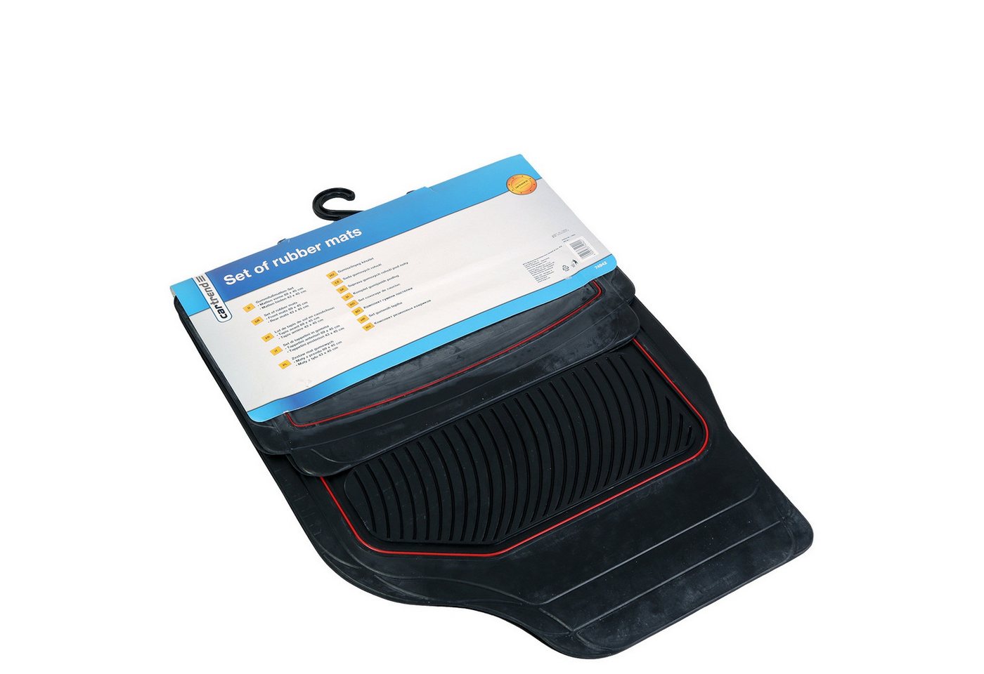 Cartrend Universal-Fußmatten Automatten Set Gummi 4-teilig Schwarz/Rot (4 St), für Universal Universell Universal, Universal Gummimatten Fußmatten Auto PKW KFZ  – Bild 3 von 3