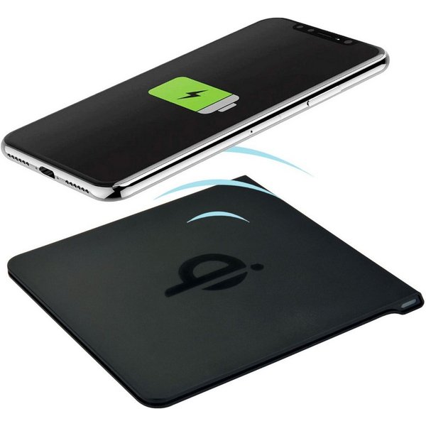 Cartrend Wireless Charger QI Ladegerät Schwarz Smartphone-Ladegerät (Kabellos Induktive Ladestation flache Ladeplatte mit Ladekabel)