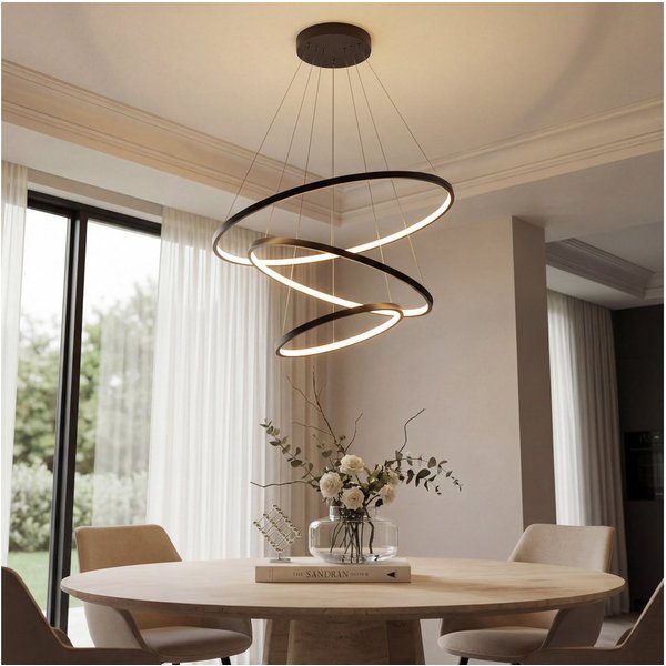 CASA DOMA LED Pendelleuchte Evora, smarte Hängelampe, Esszimmer, Wohnzimmer, Schwarz/Weiß, modern, dimmbar, LED fest integriert, Neutralweiß, Kaltweiß, Warmweiß