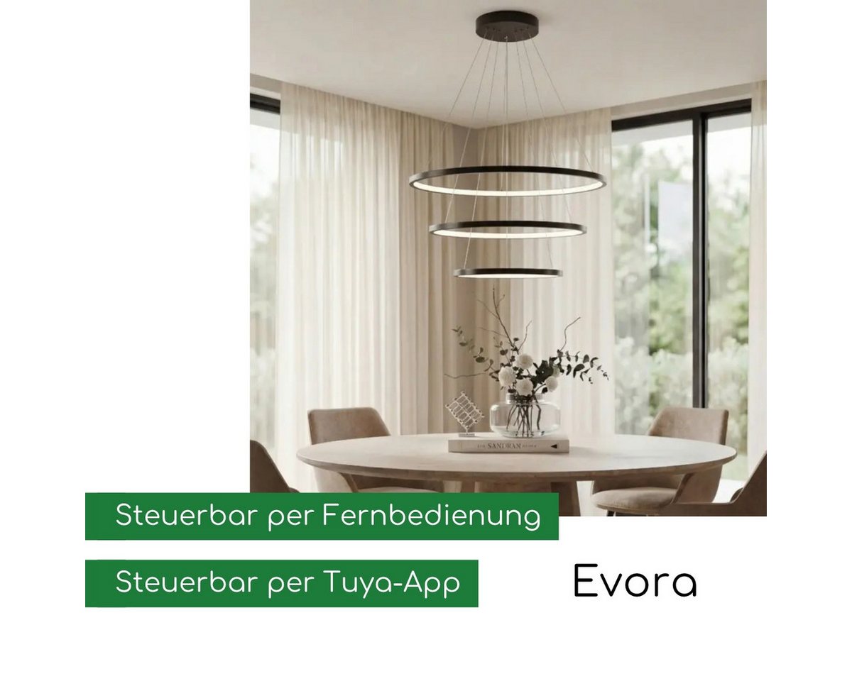 CASA DOMA LED Pendelleuchte Evora, smarte Hängelampe, Esszimmer, Wohnzimmer, Schwarz/Weiß, modern, dimmbar, LED fest integriert, Neutralweiß, Kaltweiß, Warmweiß – Bild 2 von 5