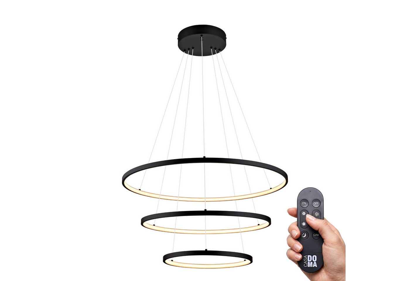 CASA DOMA LED Pendelleuchte Evora, smarte Hängelampe, Esszimmer, Wohnzimmer, Schwarz/Weiß, modern, dimmbar, LED fest integriert, Neutralweiß, Kaltweiß, Warmweiß – Bild 5 von 5