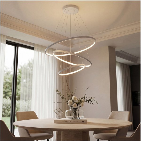 CASA DOMA LED Pendelleuchte Evora, smarte Hängelampe, Esszimmer, Wohnzimmer, Schwarz/Weiß, modern, dimmbar, LED fest integriert, Neutralweiß, Kaltweiß, Warmweiß