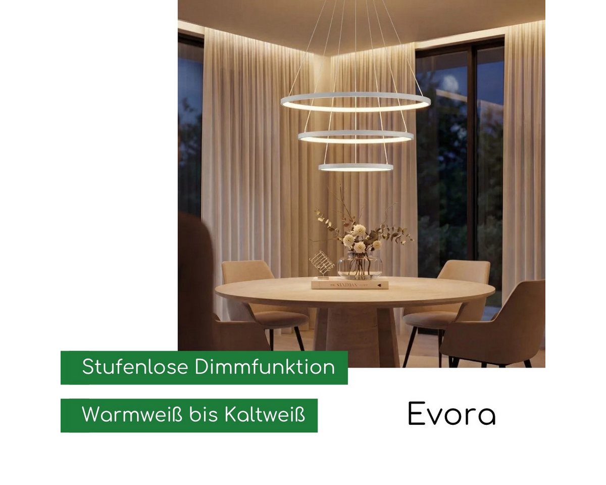 CASA DOMA LED Pendelleuchte Evora, smarte Hängelampe, Esszimmer, Wohnzimmer, Schwarz/Weiß, modern, dimmbar, LED fest integriert, Neutralweiß, Kaltweiß, Warmweiß – Bild 2 von 5